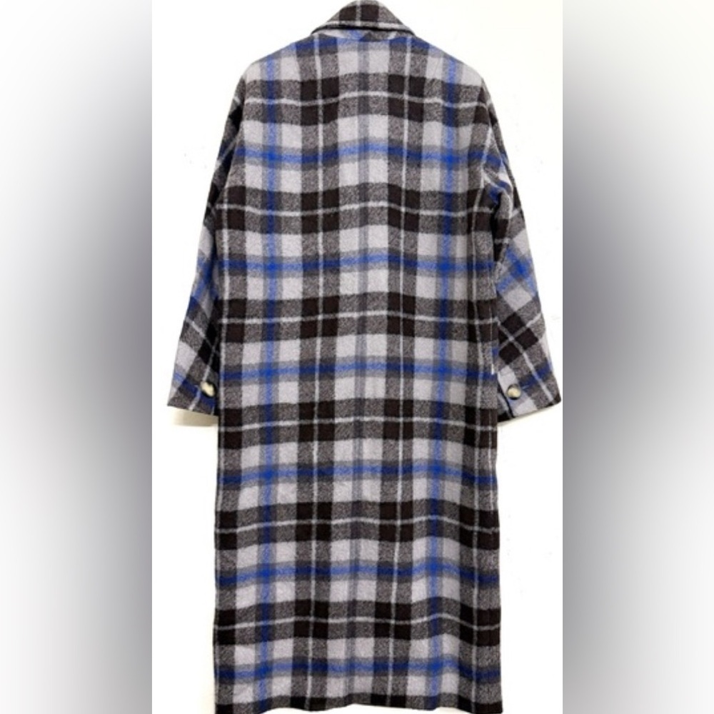 Sézane Viktor Long Wool Coat in Prairie Check NWT - Picture 8 of 11
